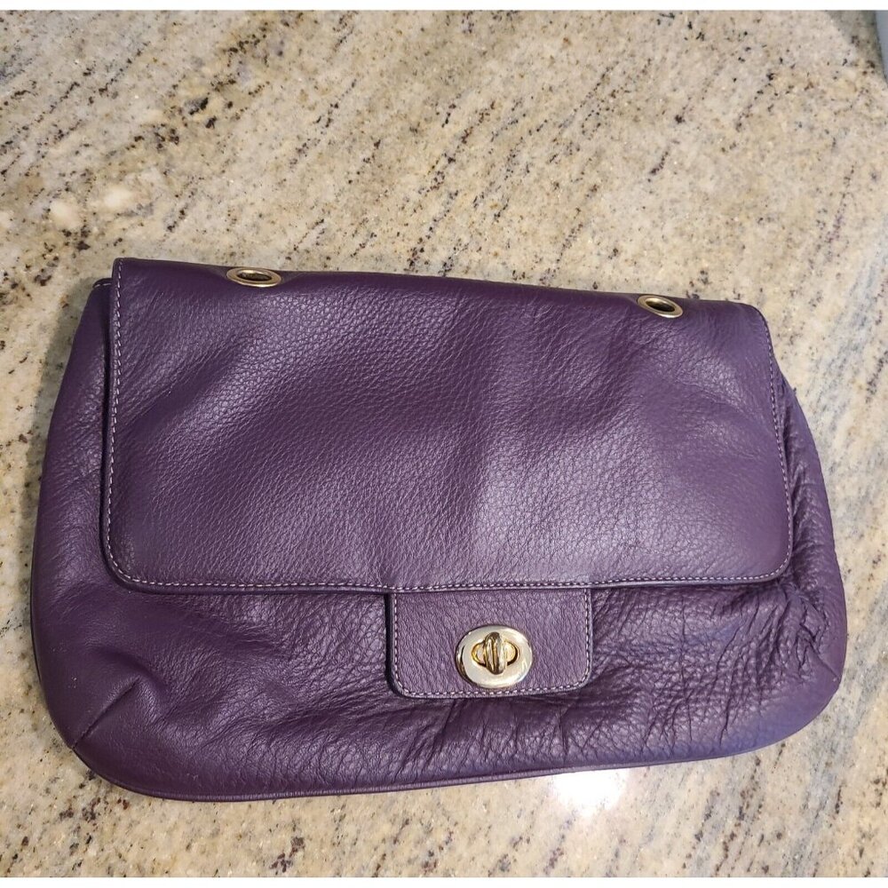 Barr + Barr Plum Purple Leather Hand Bag Clutch Gold Hardware * no strap*